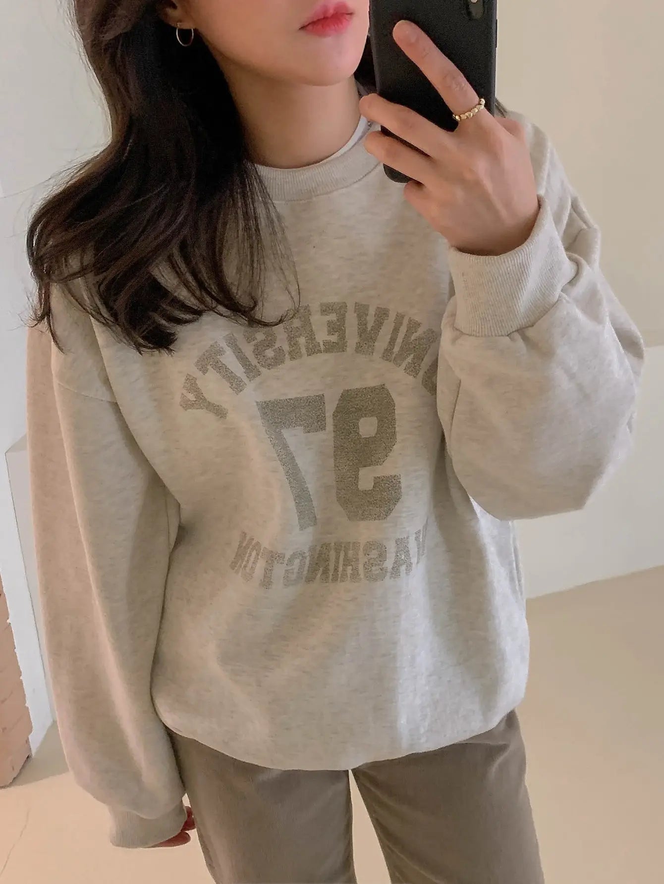 University 97 Washington Print Female Sweatshirts American Vintage Casual Clothing Street Hip Hop All-math Womens Long Sleeves