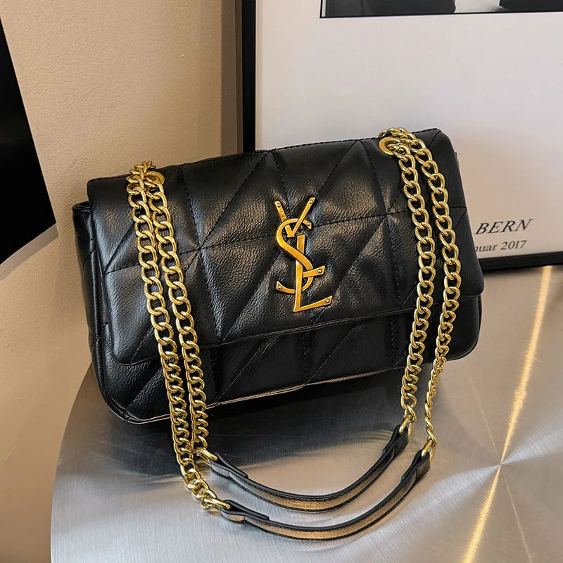 Women Diamond Quilted Bag Luxury Chain Strap Crossbody Shoulder Purse Textured Leather Vintage Inspired Fashion Bag