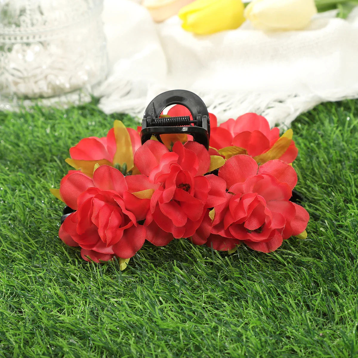 Haimeikang Large Size Flower Hair Clip Claws Hair Crab For Thick Hair Barrettes Hairpins Women Summer Fashion Hair Accessories CB5315A-13CM