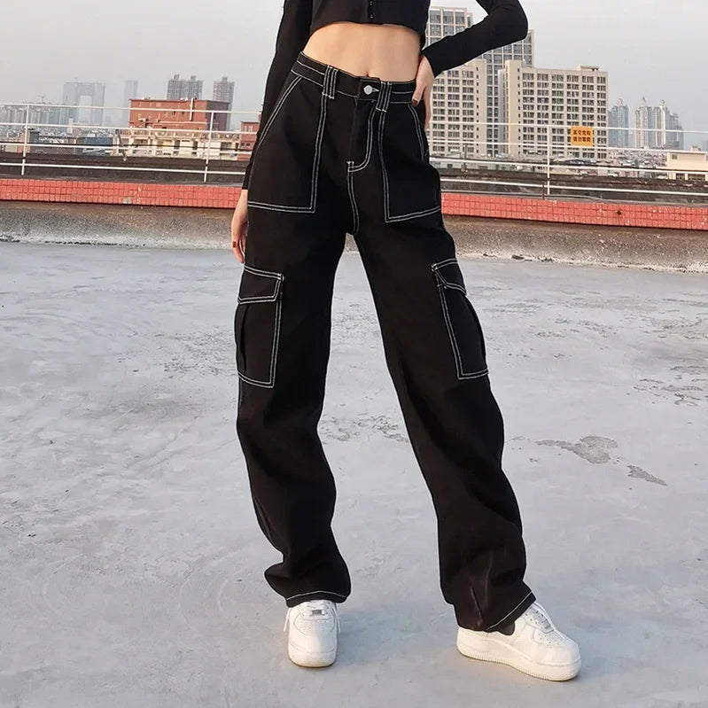 Y2K High Waist Slimming Loose Jeans for Women European and American Clothing Street Fashion Workwear Straight Trousers