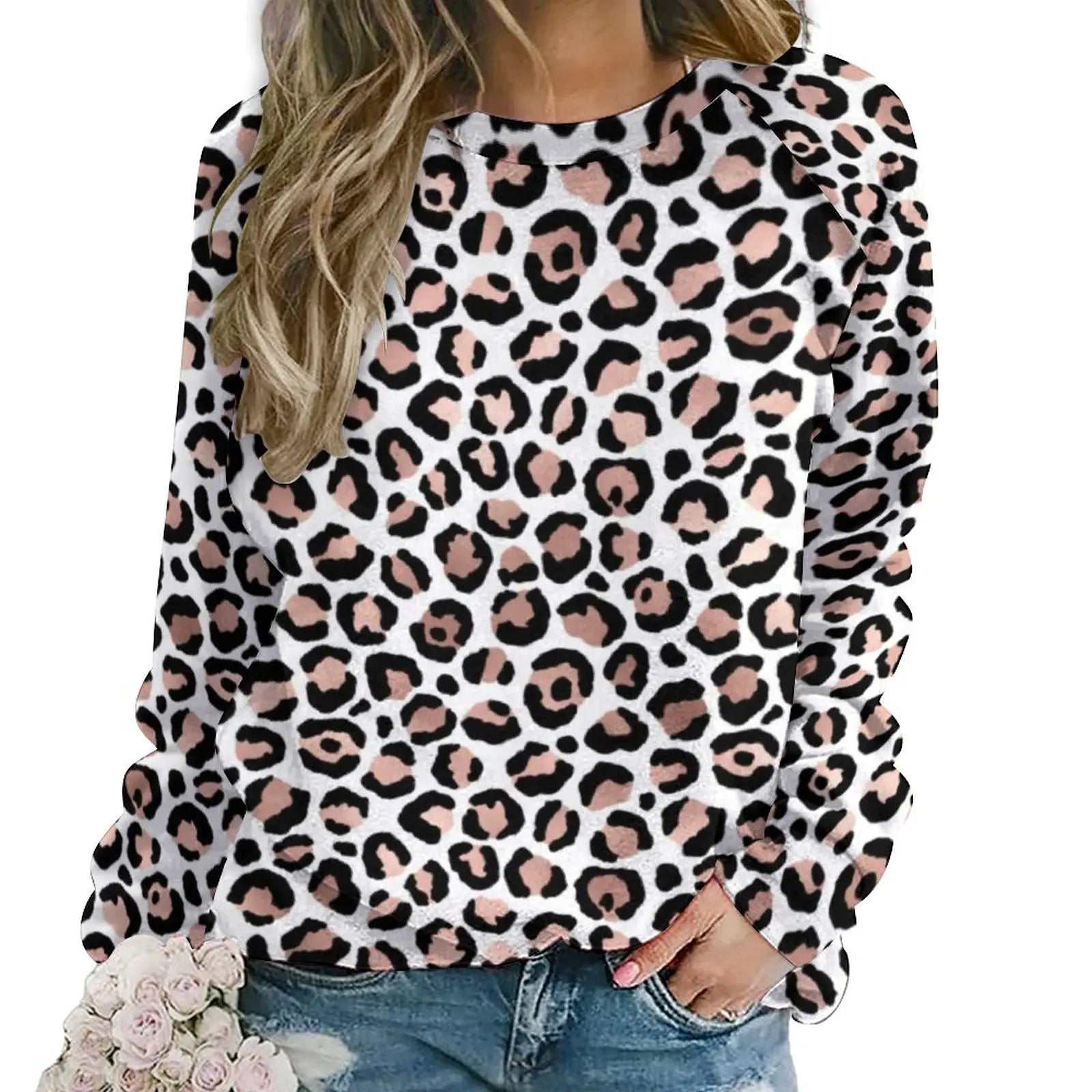 Jungle Cheetah Casual Hoodies Female Leopard Skin Green Leaves Print Hoodie Long Sleeve Street Fashion Oversized Sweatshirts style-6