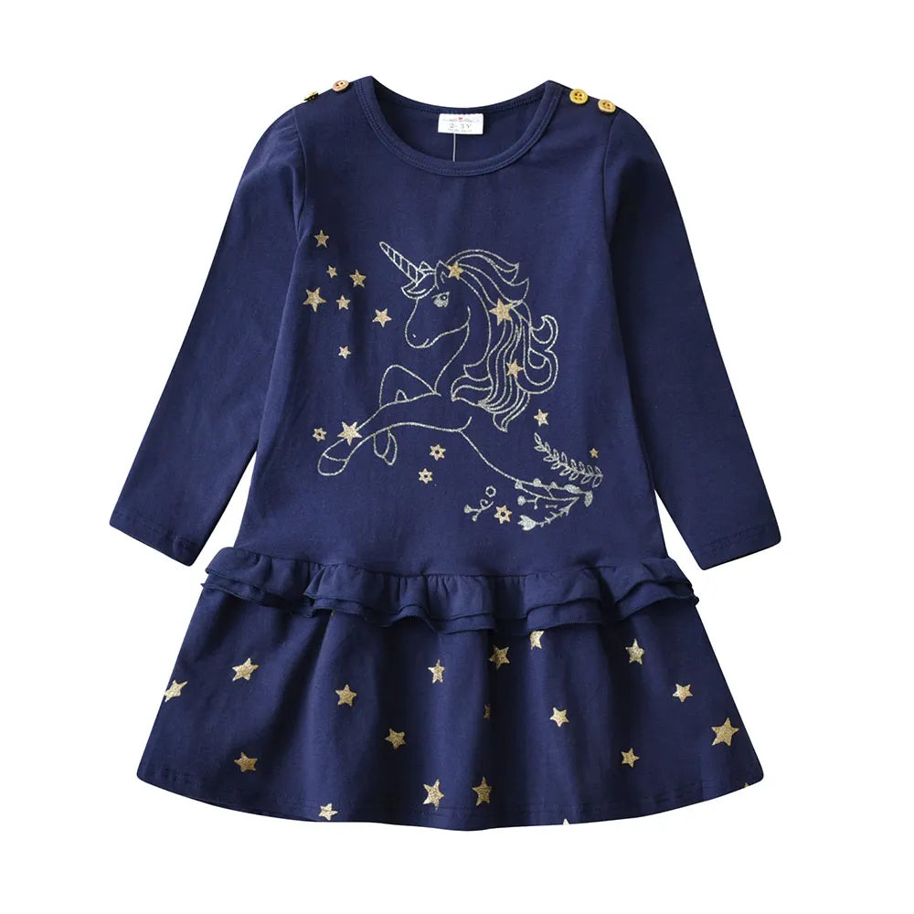 DXTON 2024 Christmas Girls Dress With Bow Star Sequin Children New Year Party Clothes Patchwork Cotton Winter Kids Baby Dresses LH6888