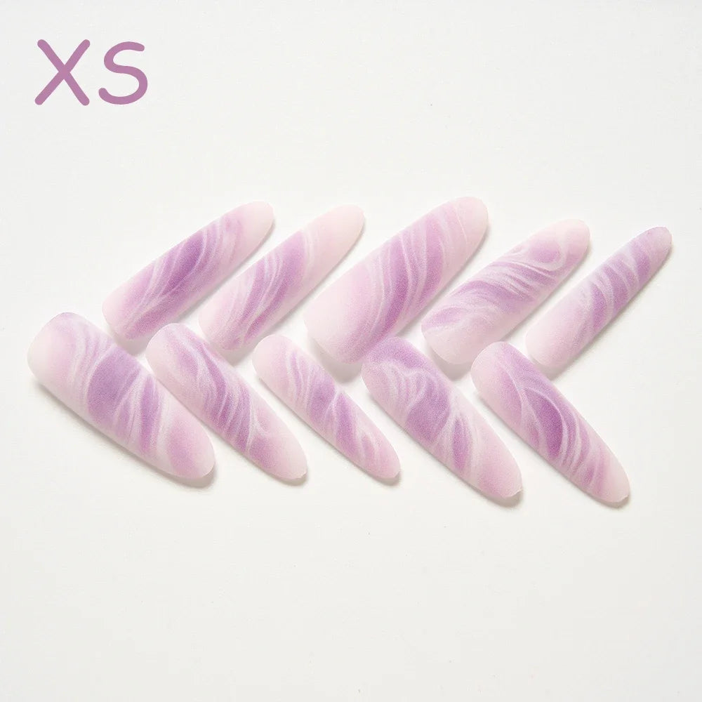 10Pcs/set Lucky Nine-tailed Fox Printed Chinese Style False Nails Long Press-on Acrylic Fakes Nails Adhesive Unique Design