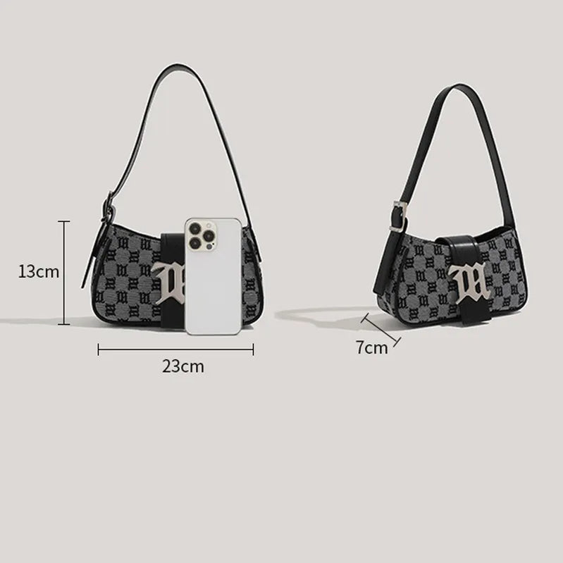 Women's Leisure Bag Luxury Designer Brand Handbag and Wallet Canvas Ribbon Sheet Metal Decoration Crossbody Bag Small