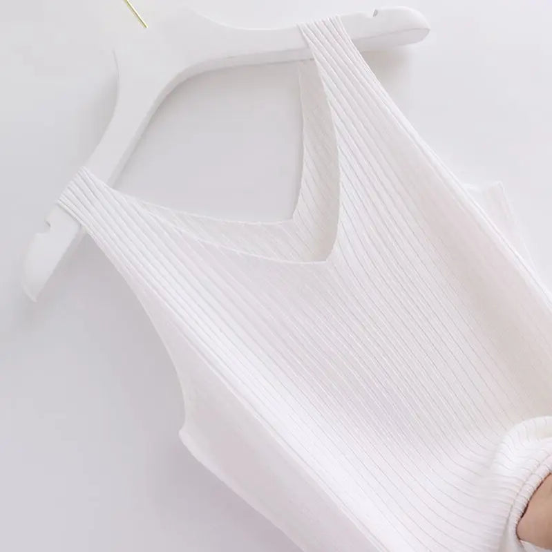 Women's Tracksuit Suit Summer Casual Sunscreen Shirt Top Vest Shorts Three Piece Korean Chic Blouse Pants Matching Set Only Vest