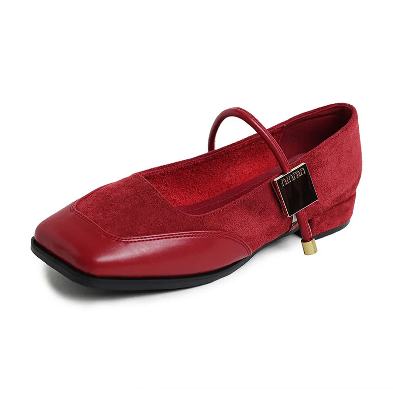 Sapatos femininos de salto baixo e bico quadrado 2024 - Sapatos de trabalho de escritório da moda, primavera/outono, confortáveis, sem cadarço