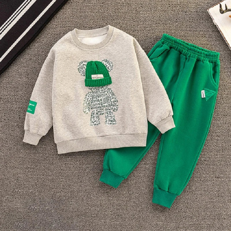 Boys And Girls Clothing Set Children Hooded Outerwear Tops Pants 2Pcs Outfits Kids Teenage Costume Suit Spring Autumn Trend