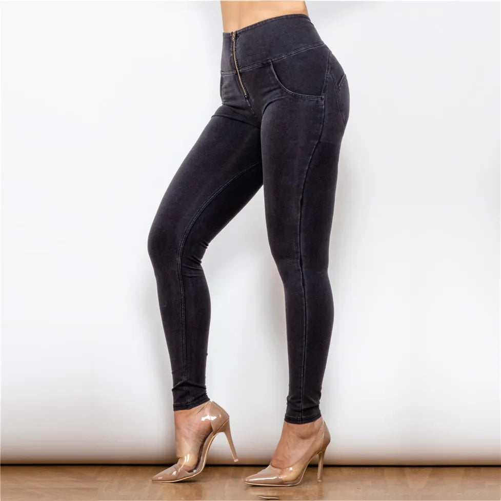 Shascullfites Melody Black Jeans Outfit Push Up Super Stretch High Rise Jeggings Women's Stretch Wet Look Jeans for Grils
