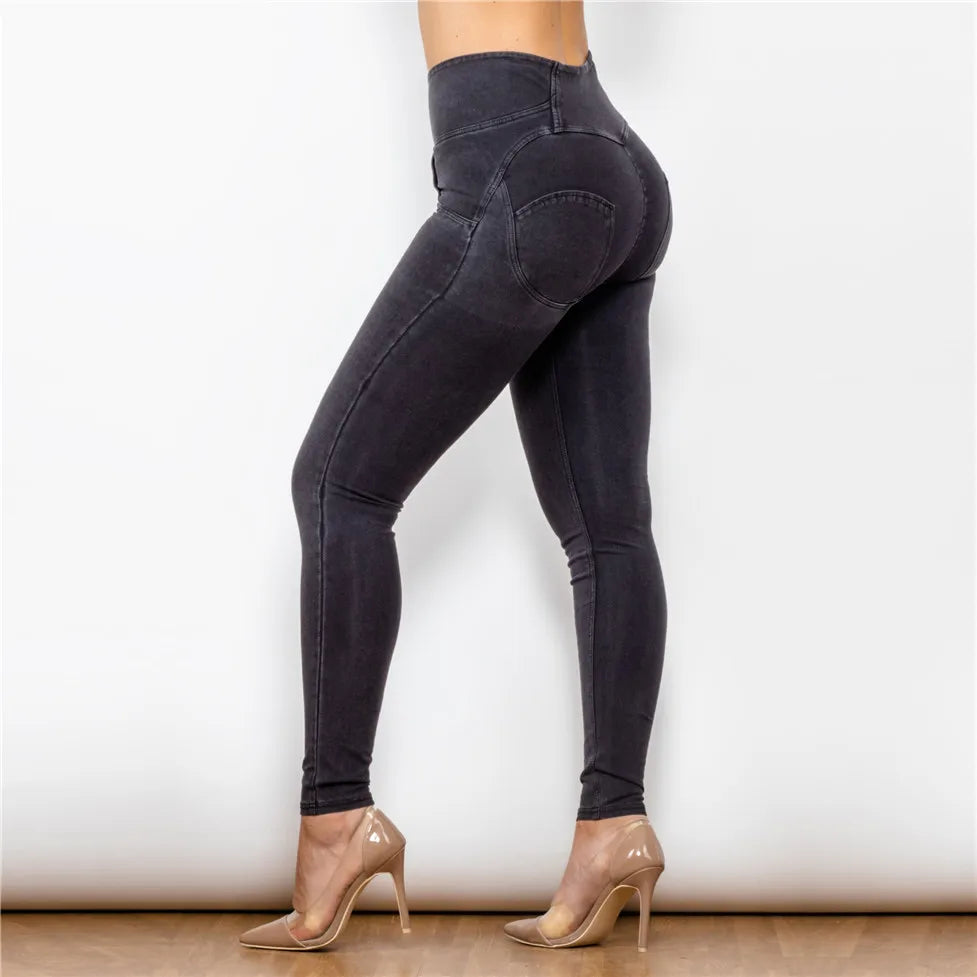 Shascullfites Melody Black Jeans Outfit Push Up Super Stretch High Rise Jeggings Women's Stretch Wet Look Jeans for Grils