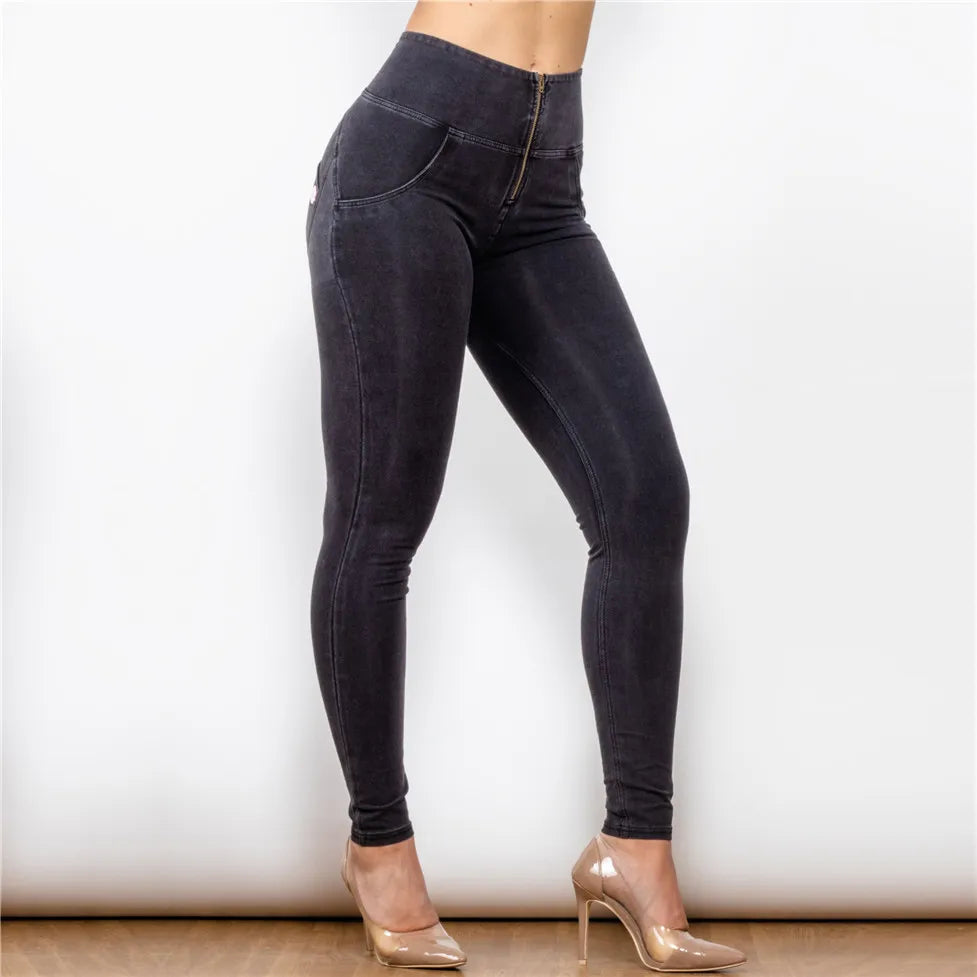 Shascullfites Melody Black Jeans Outfit Push Up Super Stretch High Rise Jeggings Women's Stretch Wet Look Jeans for Grils