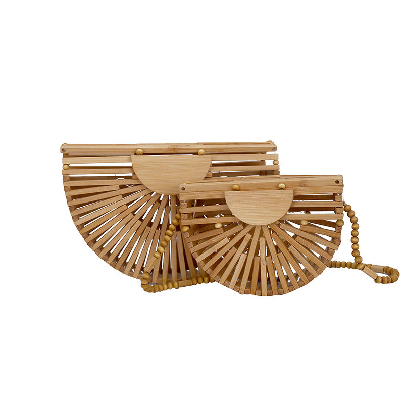 Semicircle Bamboo Small Crossbody Shoulder Bags with Handle for Women Summer Branded Luxury Beach Handbags Fashion Weave