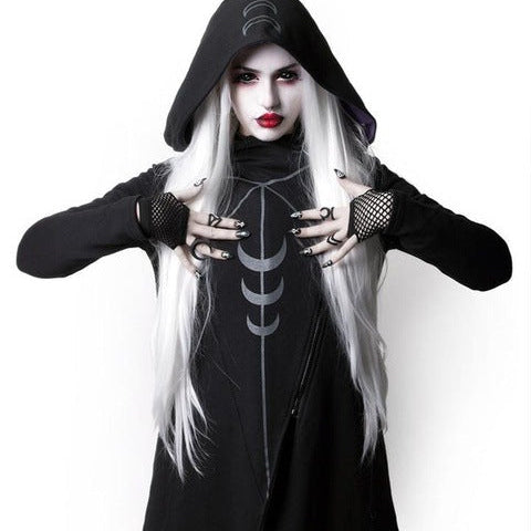 Halloween irregular hooded jacket Black