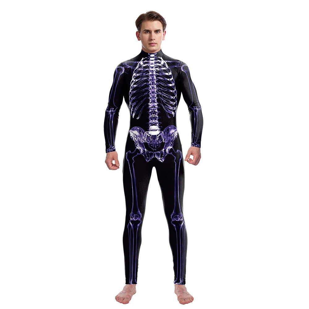 Halloween Funny Skeleton 3d Printed Stage Costume Jumpsuit