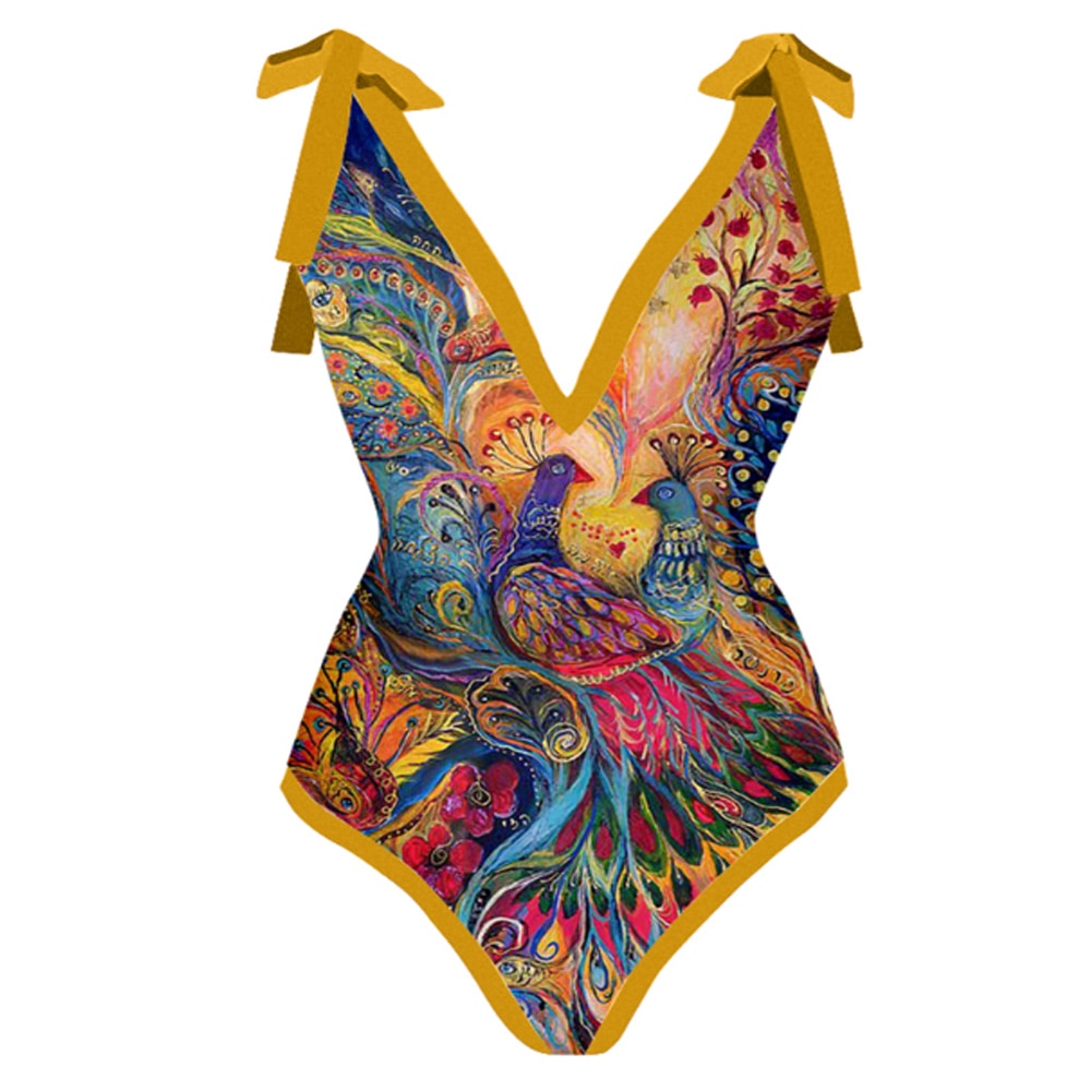 Women One Piece Swimsuit with Skirt Golden Swimwear Cover Up Female Retro Holiday Beach Dress Summer Surf Wear Orange