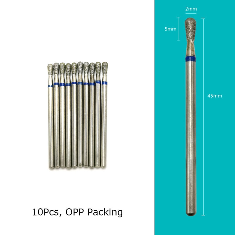 HYTOOS 10pcs/Set Nail Drill Bits Diamond Cutters for Manicure Cuticle Burr Milling Cutter for Pedicure Nails Accessories Tools CN0205D-M(D)