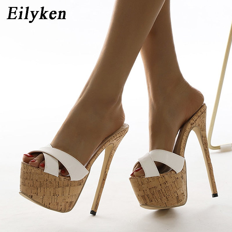 Eilyken New Sexy Super High Heels Women Slippers Sandals Fashion Platform Open Toe Party Catwalk Mules Slide Shoes