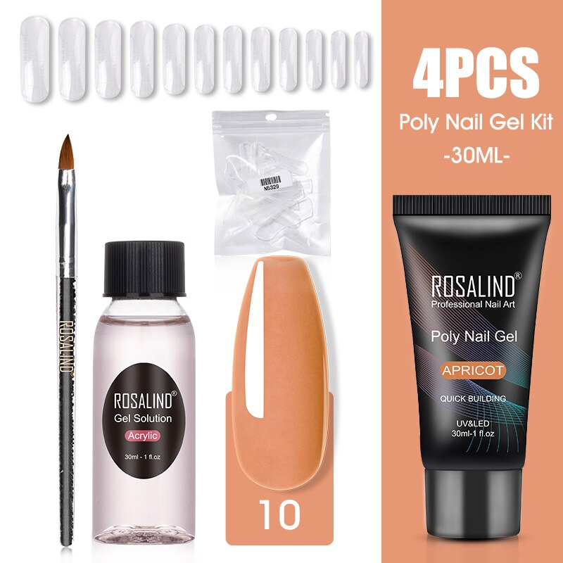 ROSALIND Poly Nail Gel Kit Nail Set For Manicure With UV LED Lamp Need Base Top Coat Hybrid Varnishes Cured Gel Lacquer Nail Art