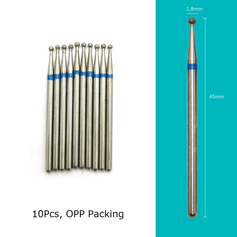 HYTOOS 10pcs/Set Nail Drill Bits Diamond Cutters for Manicure Cuticle Burr Milling Cutter for Pedicure Nails Accessories Tools D018D(D)