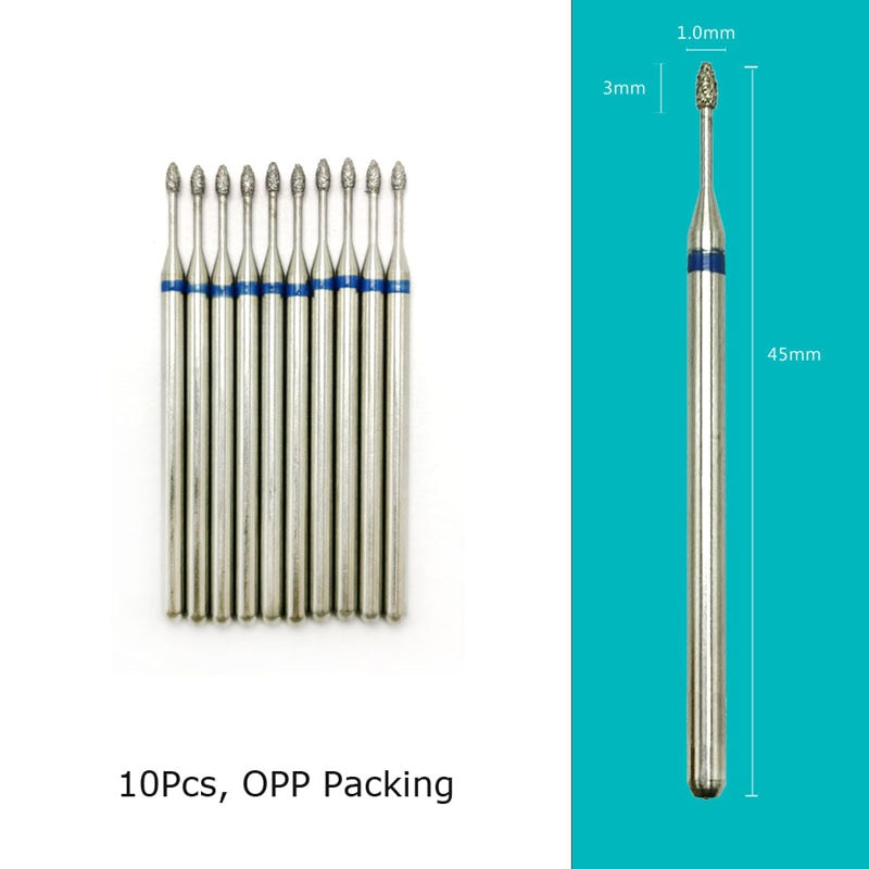 HYTOOS 10pcs/Set Nail Drill Bits Diamond Cutters for Manicure Cuticle Burr Milling Cutter for Pedicure Nails Accessories Tools GD0103D(D)