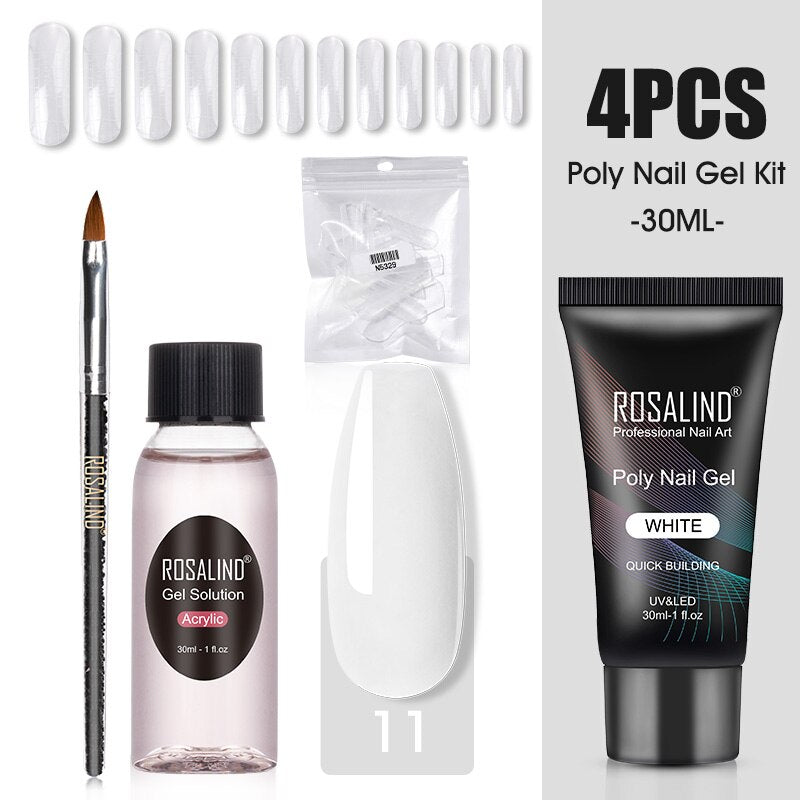 ROSALIND Poly Nail Gel Kit Nail Set For Manicure With UV LED Lamp Need Base Top Coat Hybrid Varnishes Cured Gel Lacquer Nail Art
