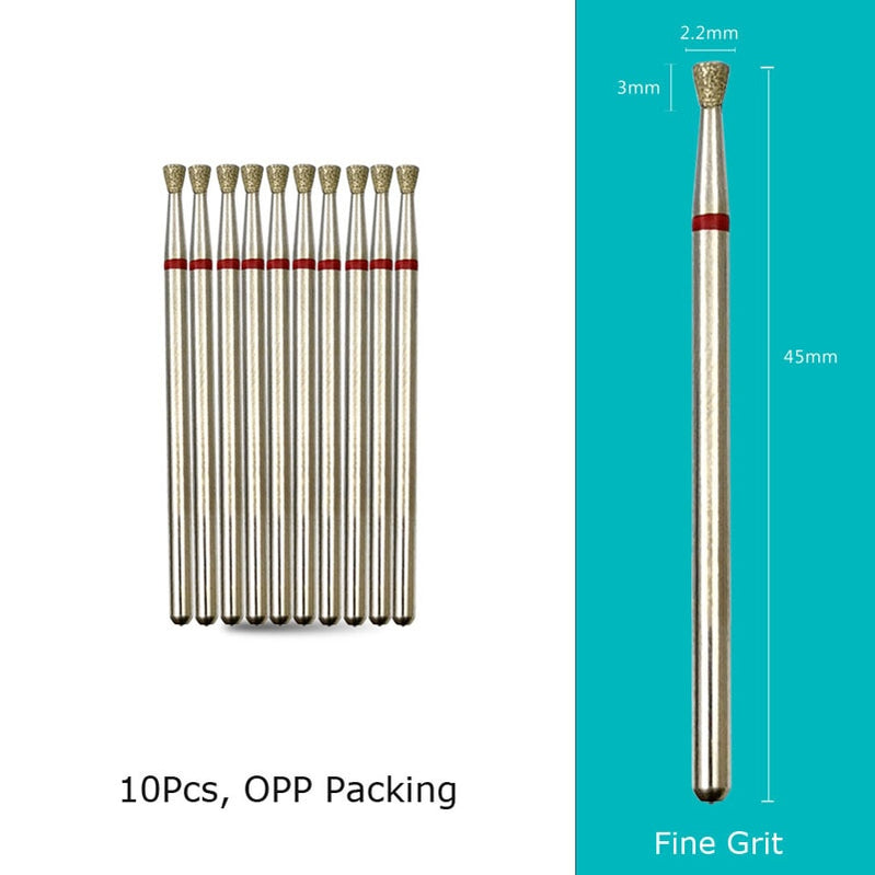 HYTOOS 10pcs/Set Nail Drill Bits Diamond Cutters for Manicure Cuticle Burr Milling Cutter for Pedicure Nails Accessories Tools N0303D-F(D)