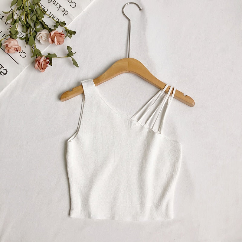 Heiar Women Plain Sexy Crop Tops Knitted Halter Tops Y2K Camisoles Off Shoulder Tube Tops Cute Candy Tops For Women 2023 Summer