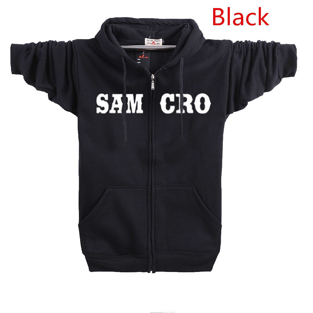 Adult Sons of Anarchy Hoodie TV Black Halloween Cosplay Party Costume Women Men Zipper Jacket Coat Mayans Sweatshirt Clothing Black