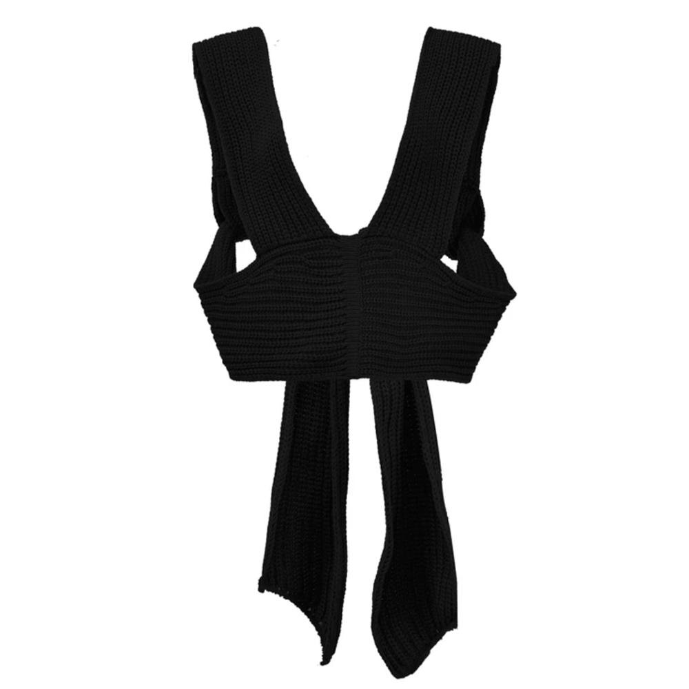 Sleeveless Knitted Crop Sweater Sexy Autumn Summer Fashion Vest Black Casual White Jumper Top Female Pullover fall women black One Size