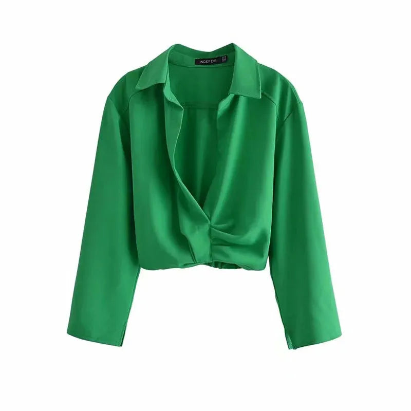Skirts Womens Two Piece Set Linen Blend Cropped Women Shirt Draped Skirt Autumn Fashion Casual Dress Sets As Picture