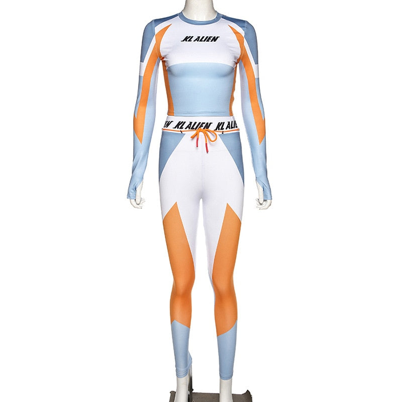 Sexy Tracksuits Women Two Piece Set Outfits Sports Fitness High Waist Leggings Winter Spring Matching Sets Sweatsuit 20259 orange
