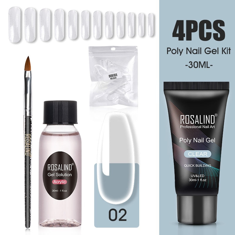 ROSALIND Poly Nail Gel Kit Nail Set For Manicure With UV LED Lamp Need Base Top Coat Hybrid Varnishes Cured Gel Lacquer Nail Art