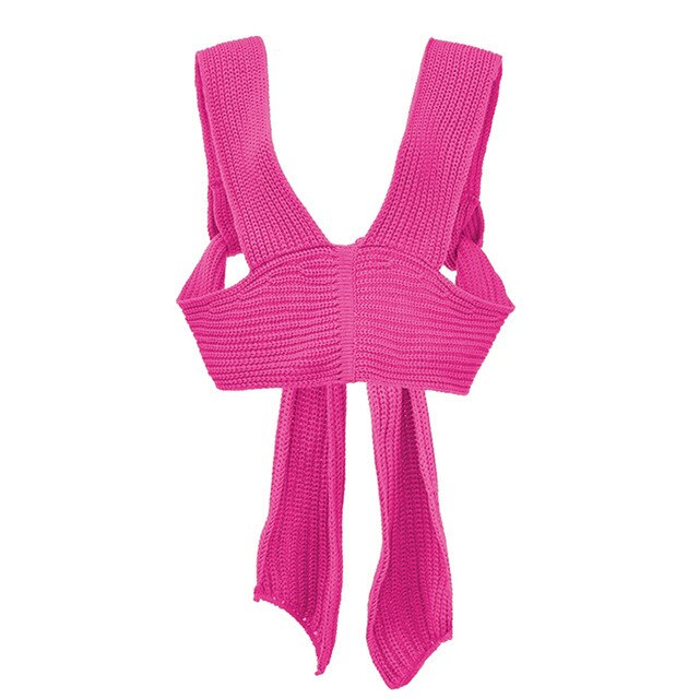 Sleeveless Knitted Crop Sweater Sexy Autumn Summer Fashion Vest Black Casual White Jumper Top Female Pullover fall women rose red One Size