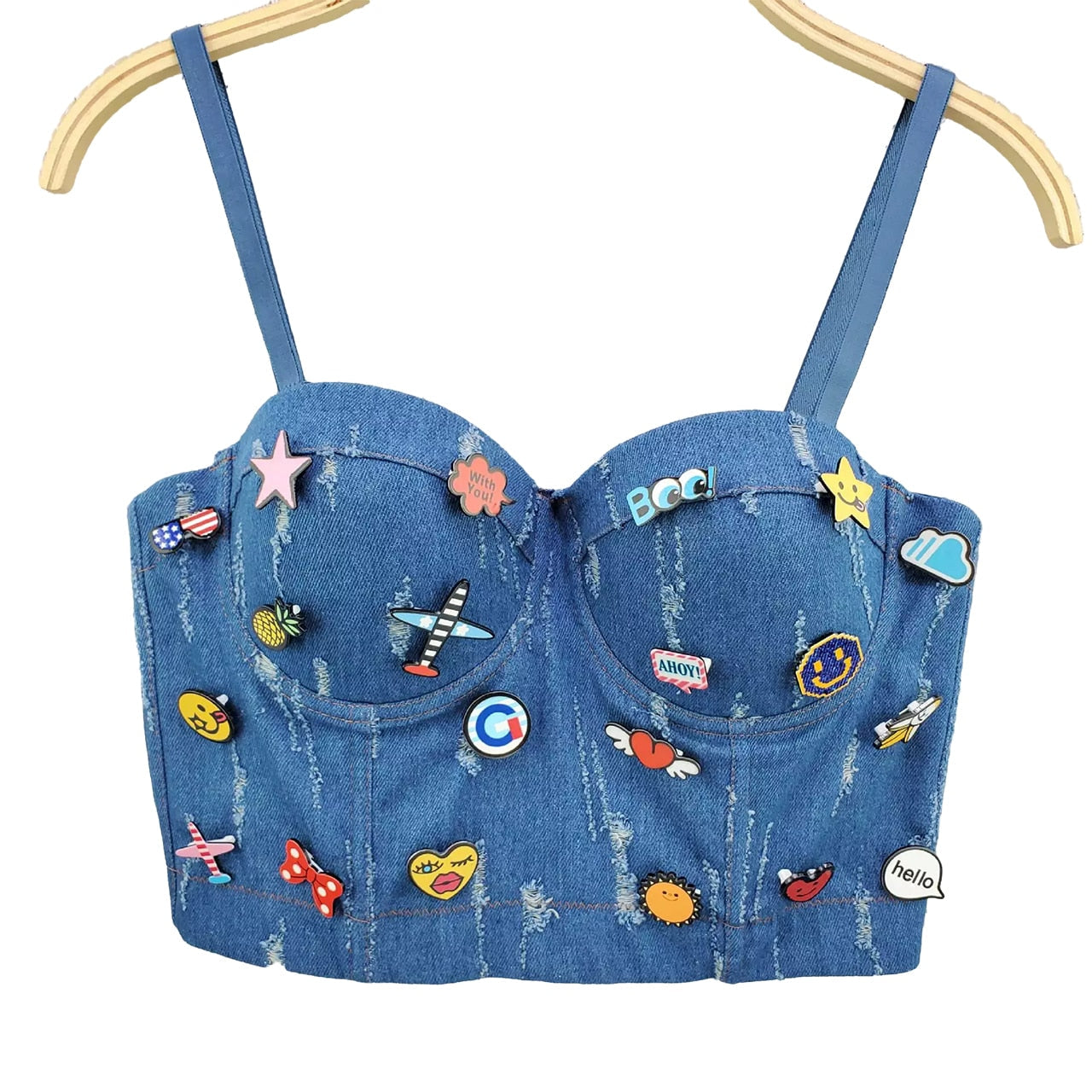 Irene Tinnie Sexy Cute Hole Cartoon Decoration Push Up Bustier Women's Bralette Cropped Top Vest Plus Size 120