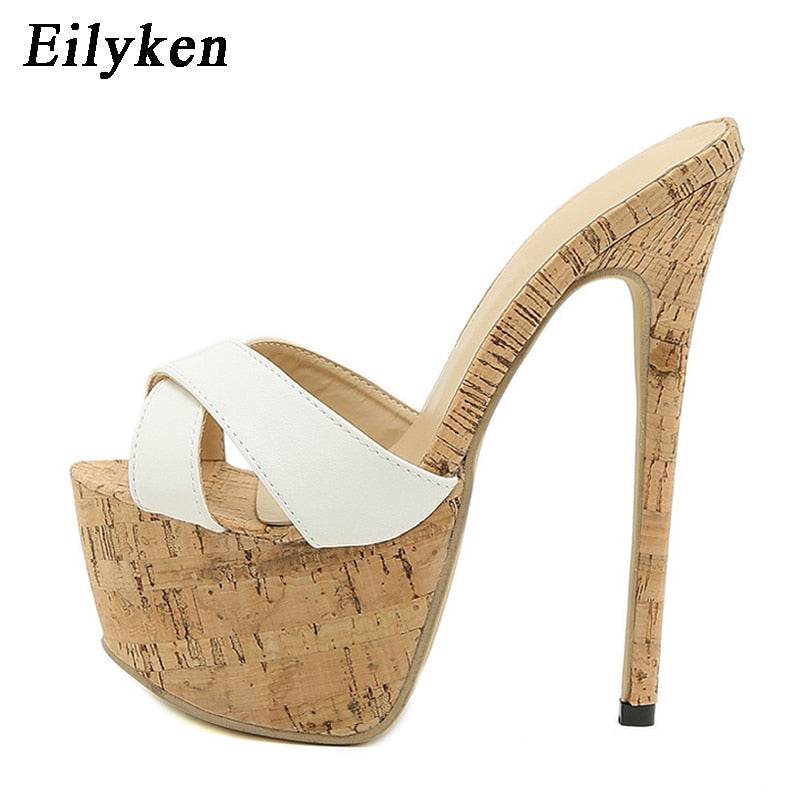 Eilyken New Sexy Super High Heels Women Slippers Sandals Fashion Platform Open Toe Party Catwalk Mules Slide Shoes