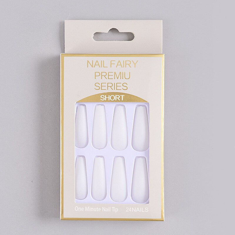 24Pcs/Box Matte Frosted False Nails Detachable Fake Nail Press On Full Cover Nail Tips With Glue Ballet Artificial Fingernails HZ-BL-A21