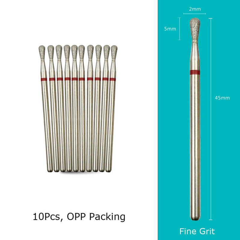 HYTOOS 10pcs/Set Nail Drill Bits Diamond Cutters for Manicure Cuticle Burr Milling Cutter for Pedicure Nails Accessories Tools CN0205D-F(D)