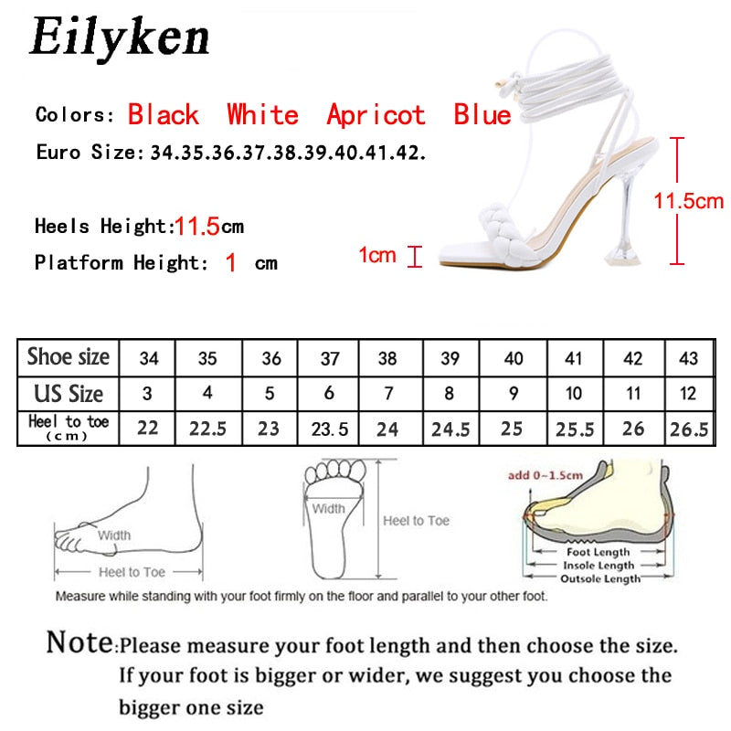 Eilyken New Summer Fashion Design Weave Sandals Women Transparent Strange High Heels Ladies Open Toe Shoes