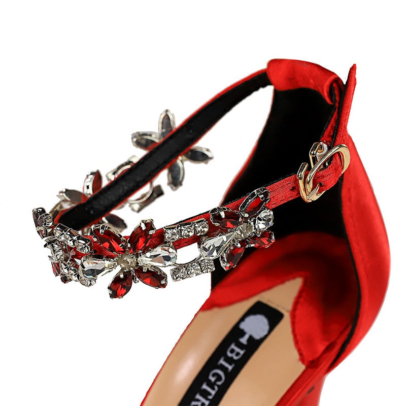 Open Toe Rhinestones Sandals Women - Sexy High Heels Sandals Female Shoes Summer Heeled Sandals