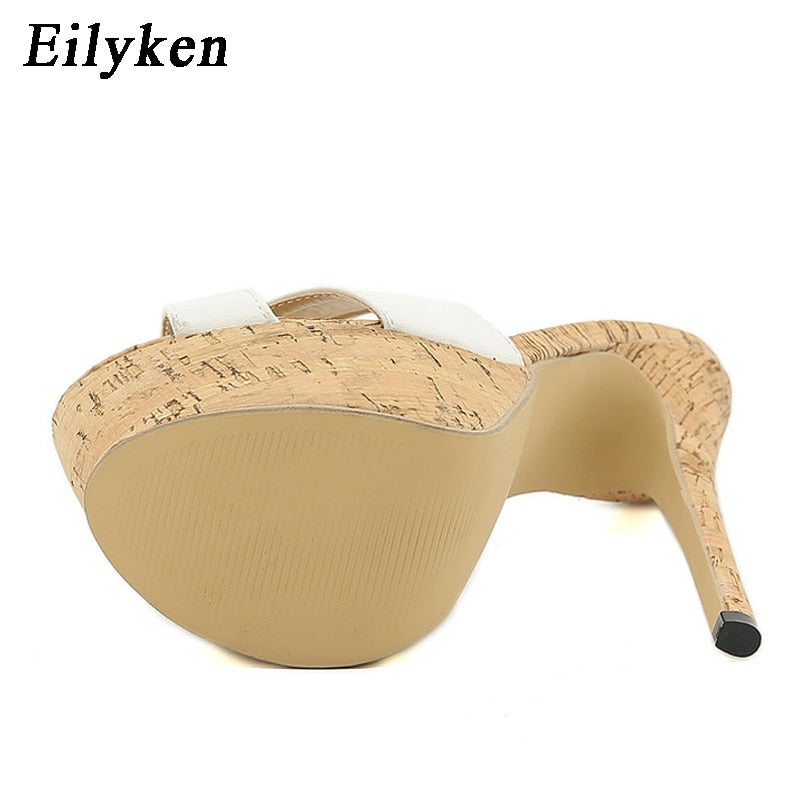 Eilyken New Sexy Super High Heels Women Slippers Sandals Fashion Platform Open Toe Party Catwalk Mules Slide Shoes