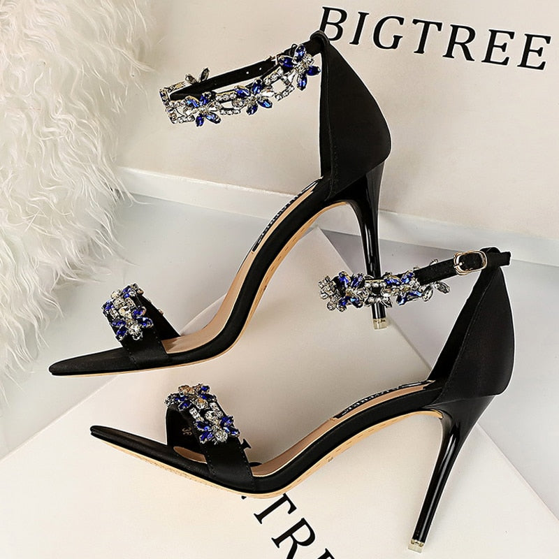 Open Toe Rhinestones Sandals Women - Sexy High Heels Sandals Female Shoes Summer Heeled Sandals