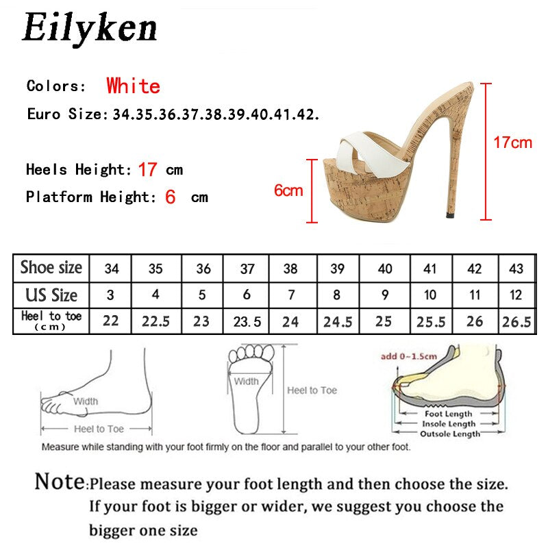 Eilyken New Sexy Super High Heels Women Slippers Sandals Fashion Platform Open Toe Party Catwalk Mules Slide Shoes