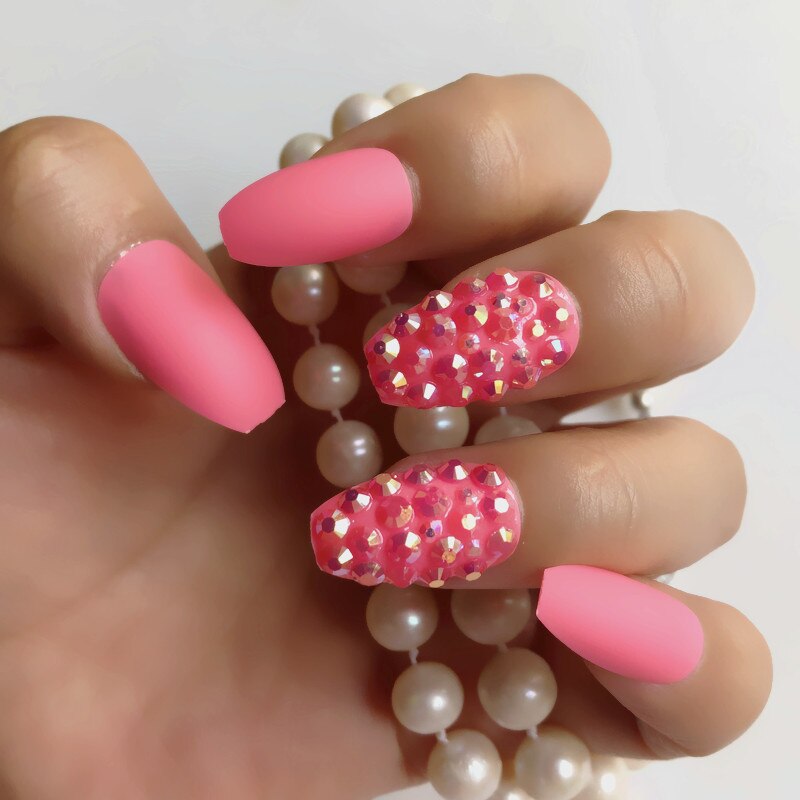 Fake nails 24pcs/set coffin artificial nails tips Custom Rhinestone press on nail false nails art tools Accessories HL28010