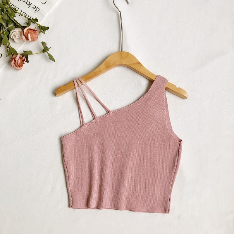 Heiar Women Plain Sexy Crop Tops Knitted Halter Tops Y2K Camisoles Off Shoulder Tube Tops Cute Candy Tops For Women 2023 Summer