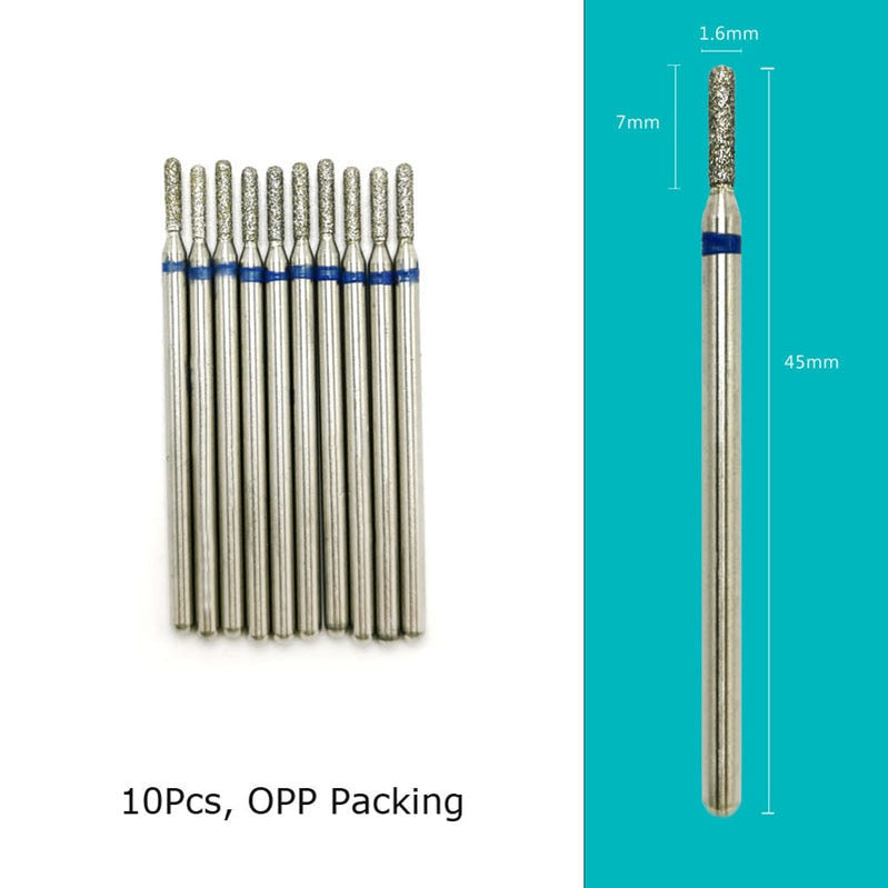 HYTOOS 10pcs/Set Nail Drill Bits Diamond Cutters for Manicure Cuticle Burr Milling Cutter for Pedicure Nails Accessories Tools C01607D(D)