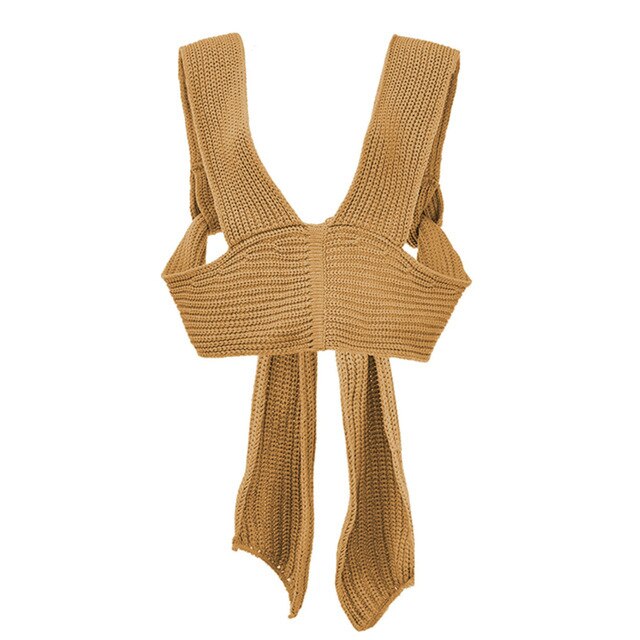 Sleeveless Knitted Crop Sweater Sexy Autumn Summer Fashion Vest Black Casual White Jumper Top Female Pullover fall women camel One Size