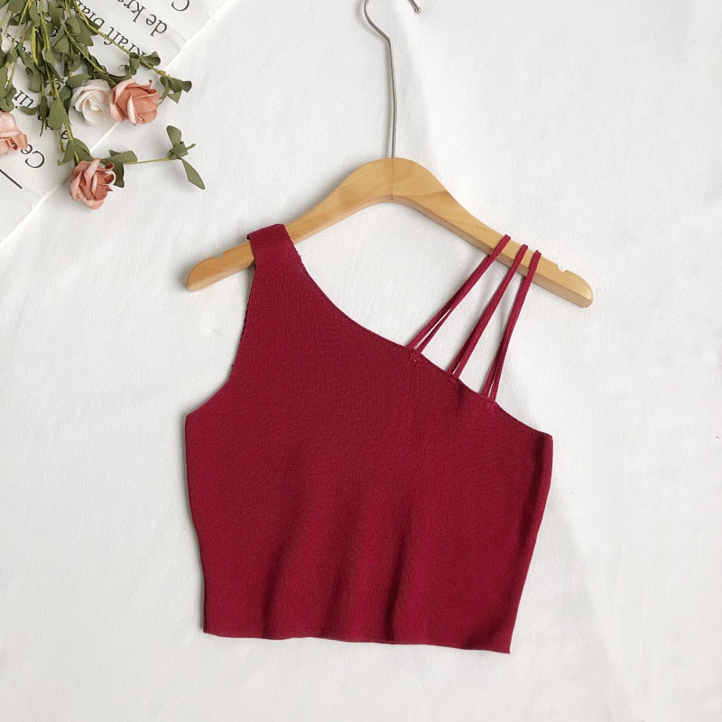 Heiar Women Plain Sexy Crop Tops Knitted Halter Tops Y2K Camisoles Off Shoulder Tube Tops Cute Candy Tops For Women 2023 Summer WINE One Size