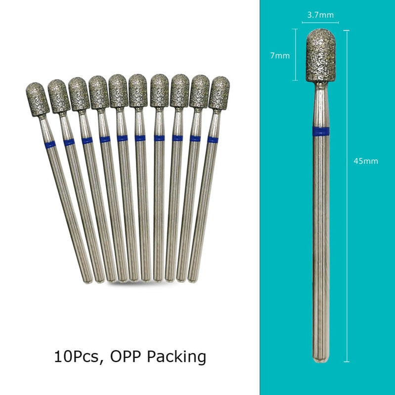HYTOOS 10pcs/Set Nail Drill Bits Diamond Cutters for Manicure Cuticle Burr Milling Cutter for Pedicure Nails Accessories Tools C0407D-WL-M(D)
