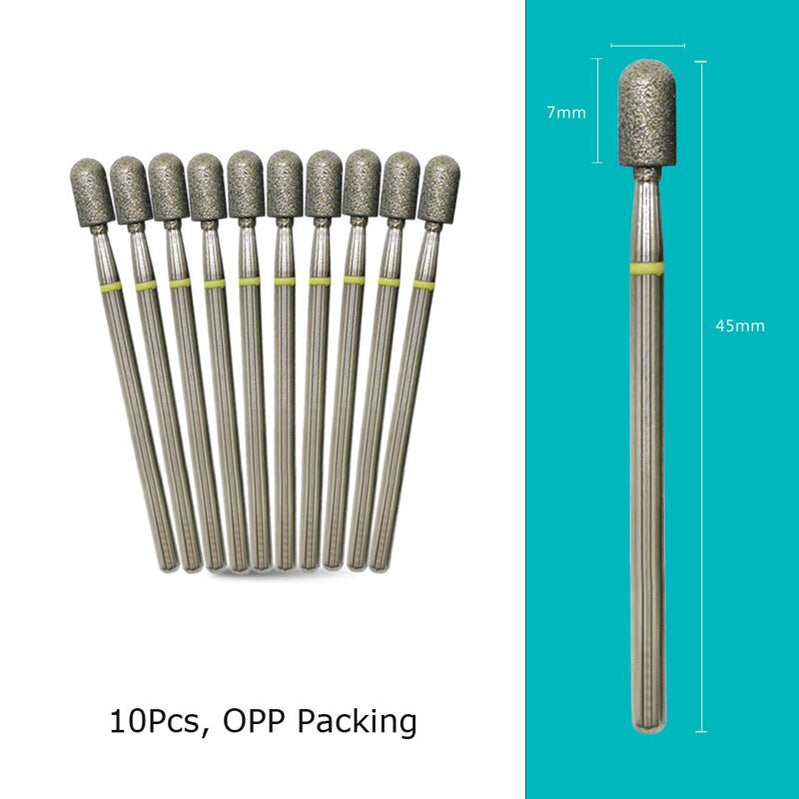 HYTOOS 10pcs/Set Nail Drill Bits Diamond Cutters for Manicure Cuticle Burr Milling Cutter for Pedicure Nails Accessories Tools C0407D-WL-XF(D)