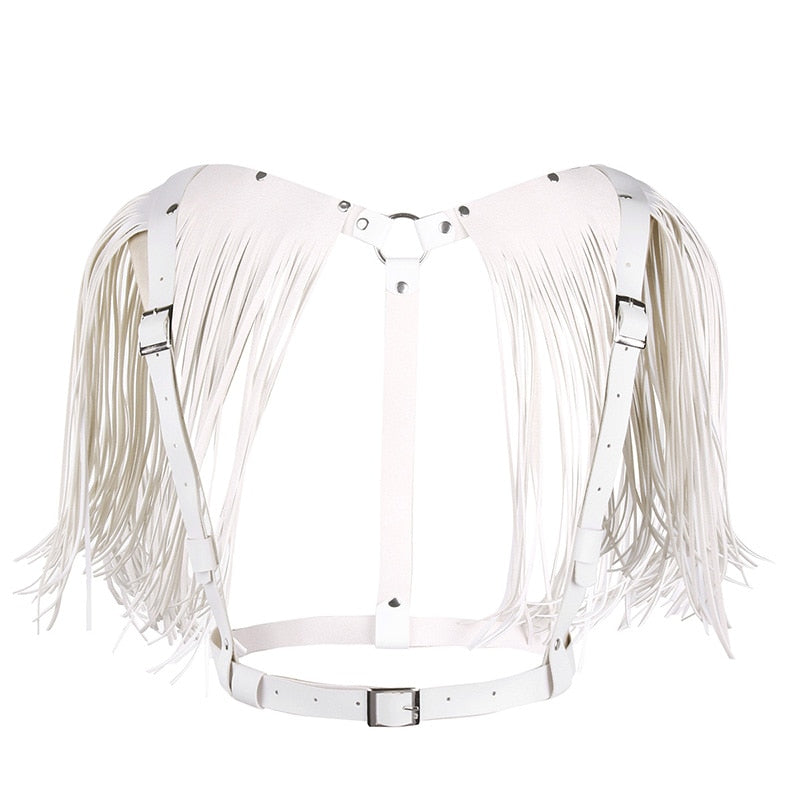 Womens Adult Adjustable Faux Leather Waistband Fringe Tassel Skirt Belt Nightclub Costume Cosplay Parties Skirts for Halloween Type A