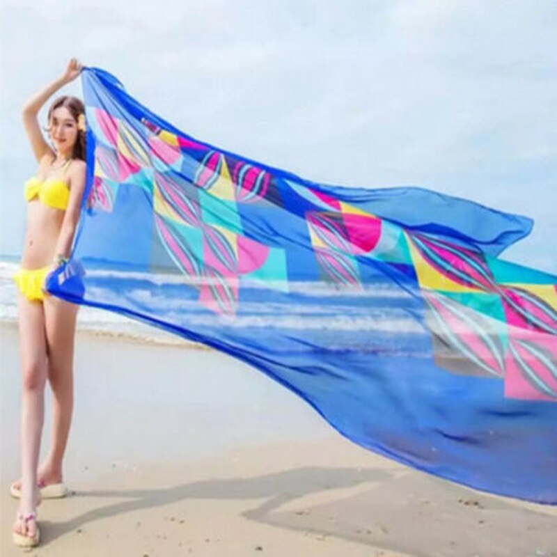 Cover-Ups Flower Print Sexy Chiffon Bikini Cover Up Beach Swimwear Dress Scarf Pareo Sarong Wrap